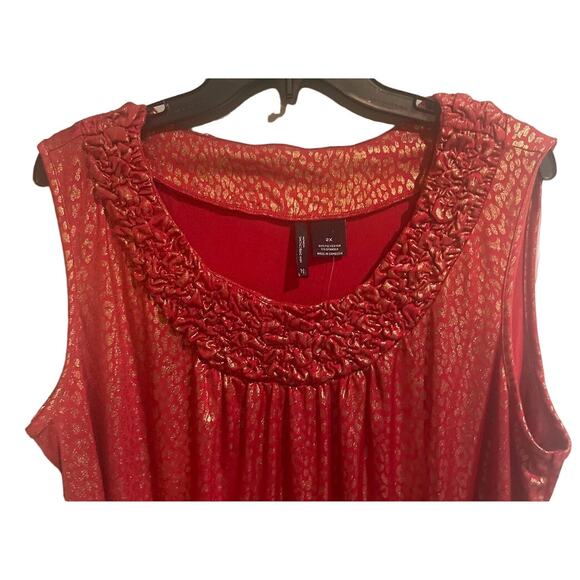 New Directions Plus Size Red & Gold Animal Print Blouse Size 2X NWT - Picture 5 of 5